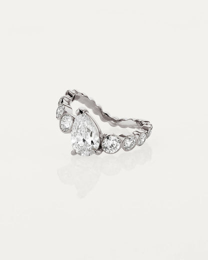 1.50 CT Pear Cut Lab Grown Diamond Unique Style Engagement Ring