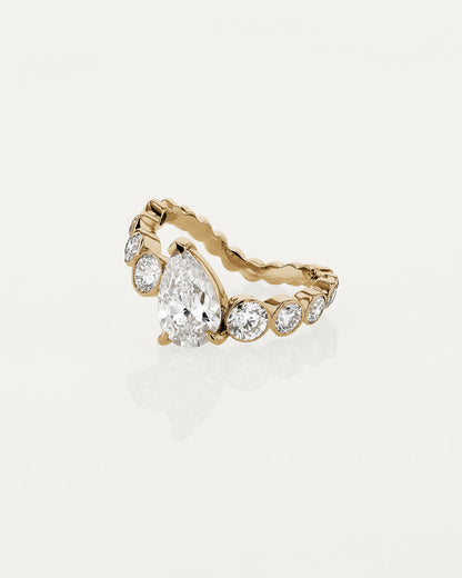 1.50 CT Pear Cut Lab Grown Diamond Unique Style Engagement Ring