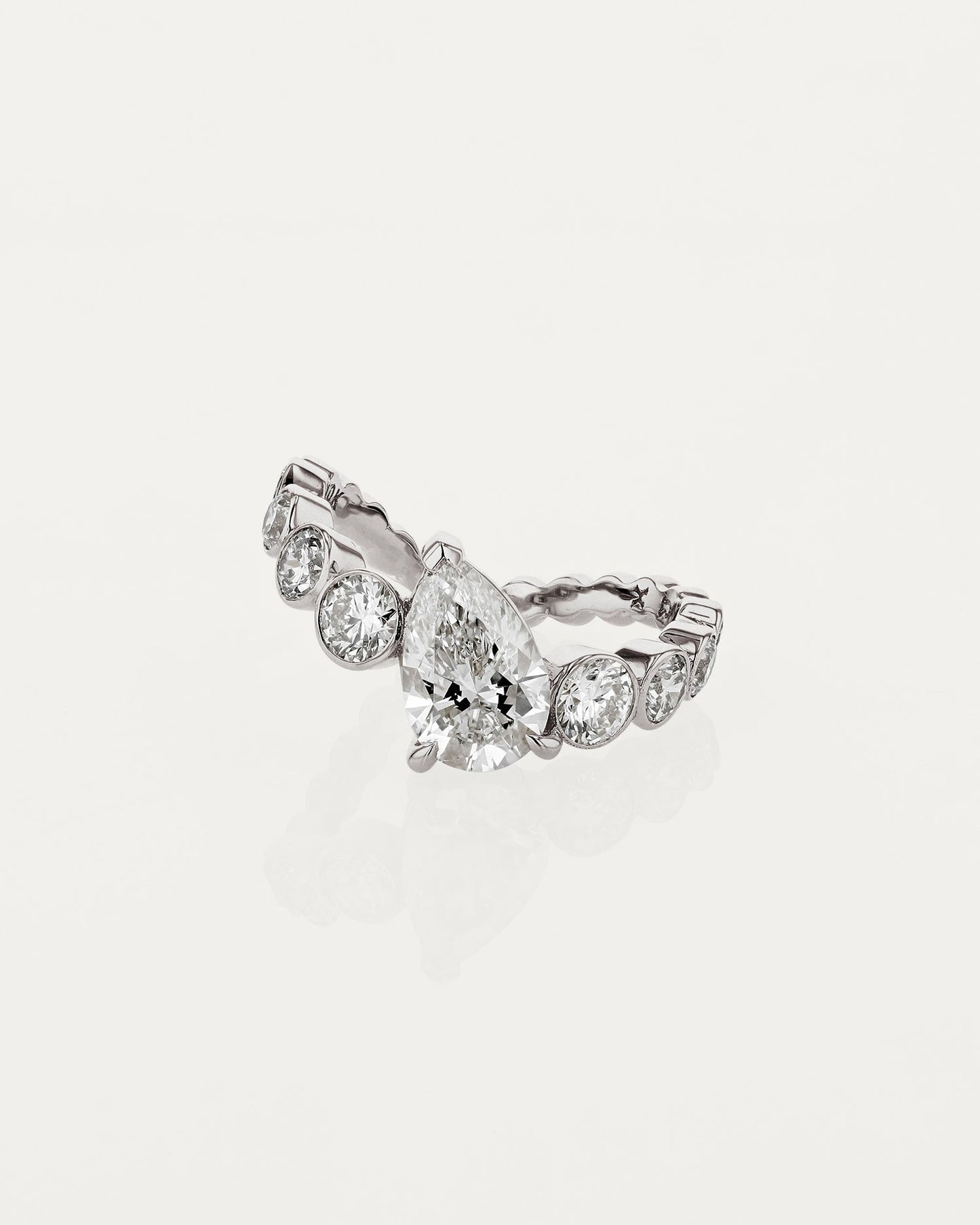1.50 CT Pear Cut Lab Grown Diamond Unique Style Engagement Ring