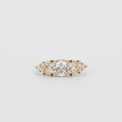 1.37 CT Marquise Lab Grown Diamond Cluster Engagement Ring