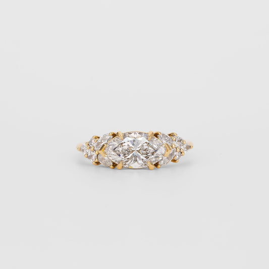 1.37 CT Marquise Lab Grown Diamond Cluster Engagement Ring
