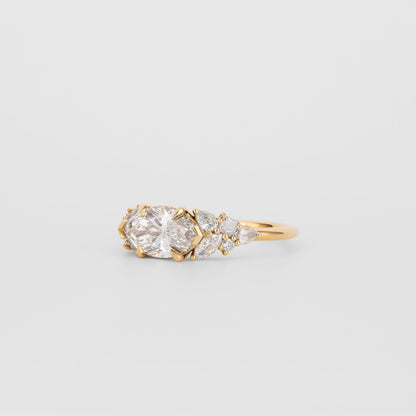 1.37 CT Marquise Lab Grown Diamond Cluster Engagement Ring