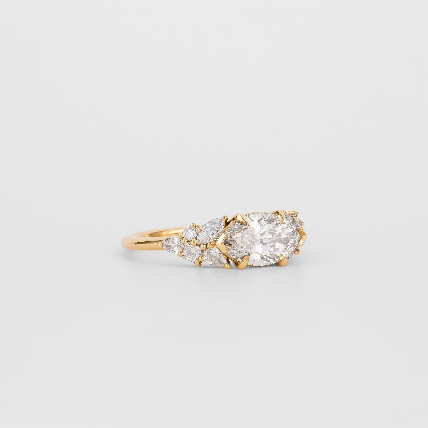 1.37 CT Marquise Lab Grown Diamond Cluster Engagement Ring