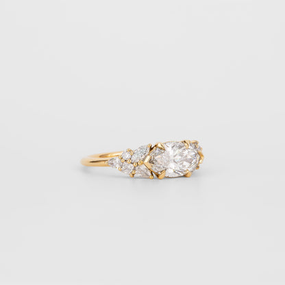 1.37 CT Marquise Lab Grown Diamond Cluster Engagement Ring