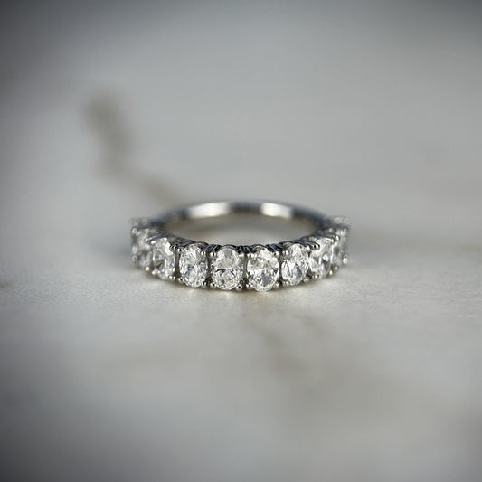 1.40 TCW Oval Lab Grown Diamond Half Eternity Wedding Band