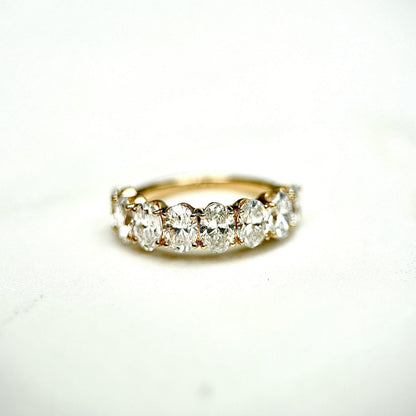 2.5 TCW Oval Lab Grown Diamond Half Eternity Stackable Wedding Band
