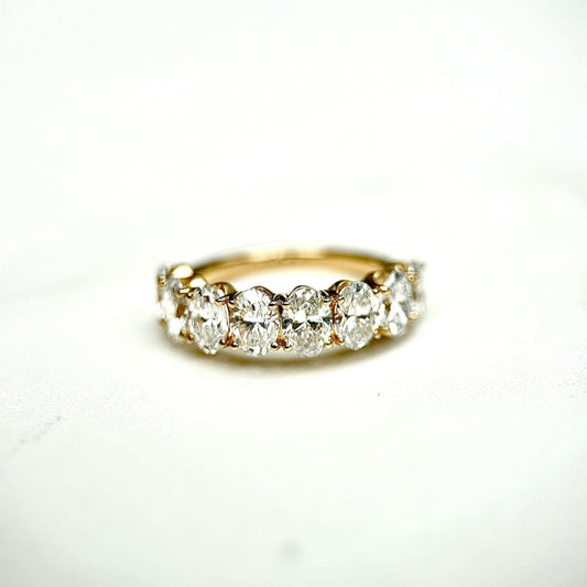 2.5 TCW Oval Lab Grown Diamond Half Eternity Stackable Wedding Band