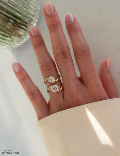 1.0 -1.50 CT Oval Cut Lab Grown Diamond Solitaire Engagement Ring