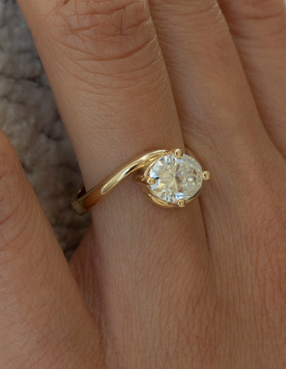1.0 -1.50 CT Oval Cut Lab Grown Diamond Solitaire Engagement Ring