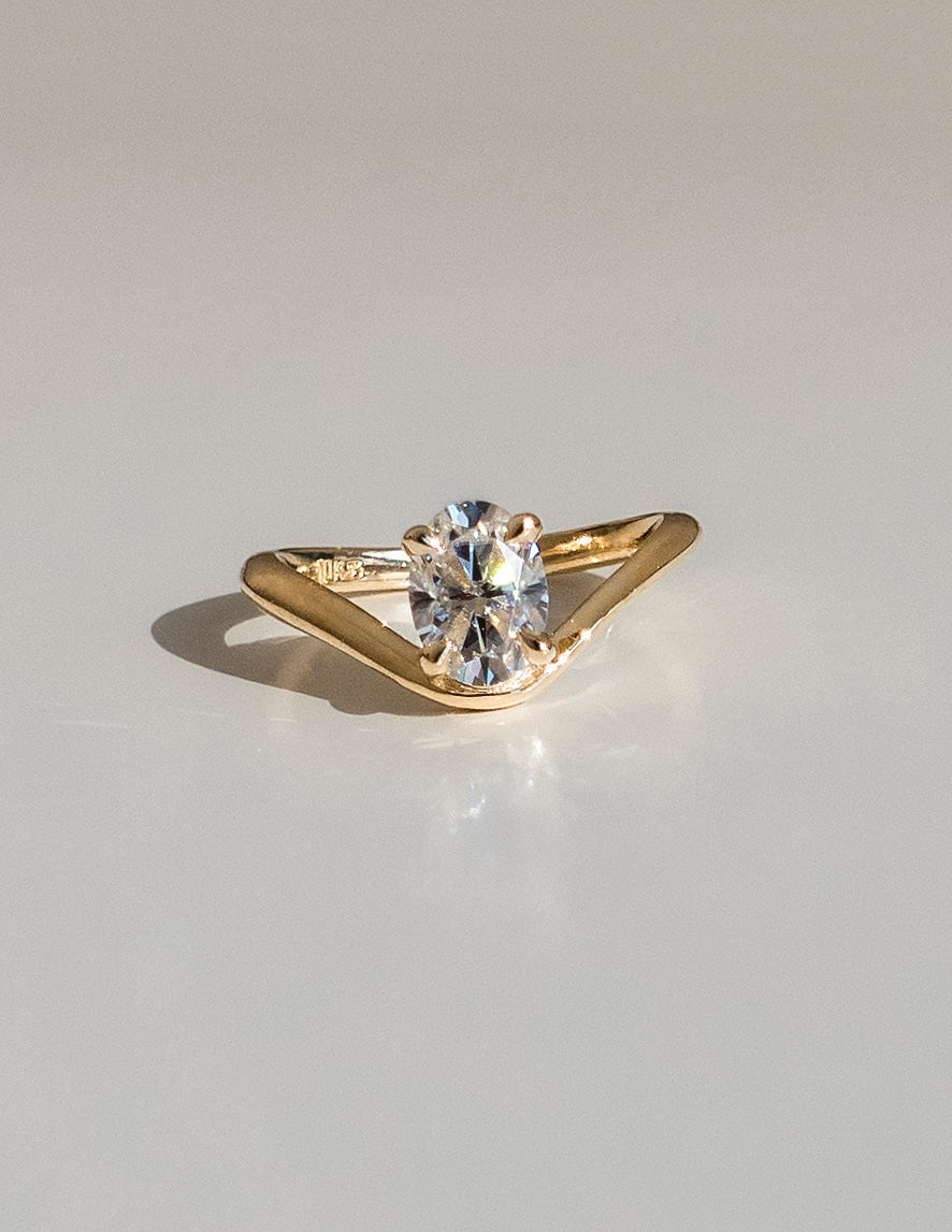 1.0 -2.0 CT Oval Cut Lab Grown Diamond Solitaire Engagement Ring