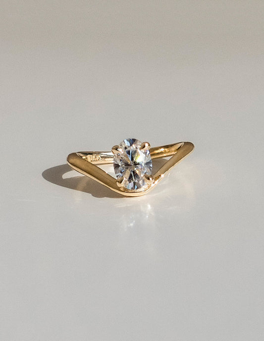 1.0 -2.0 CT Oval Cut Lab Grown Diamond Solitaire Engagement Ring