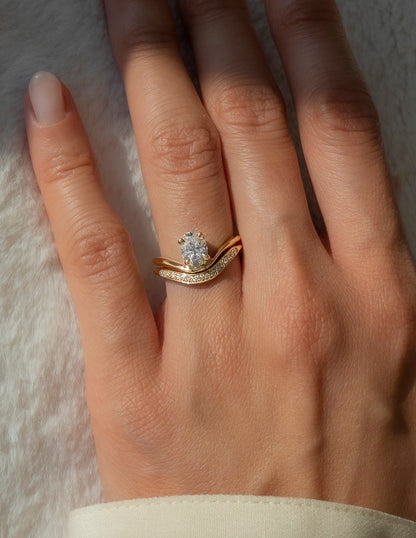 0.50-1.0 CT Oval Cut Lab Grown Diamond Solitaire Bridal Ring Set