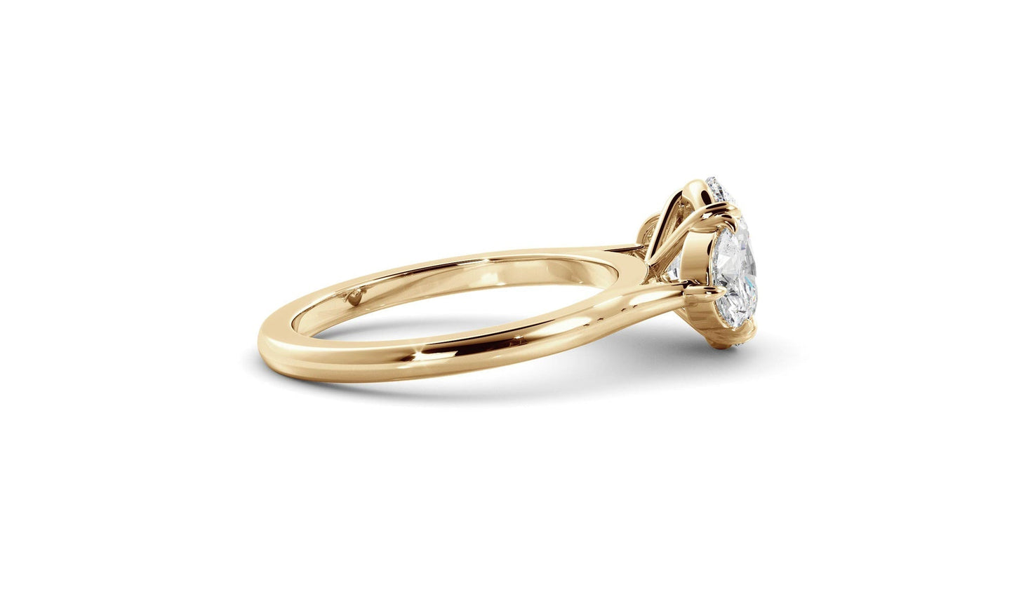 Three Stone Ring with 1.0 CT Oval Moissanite