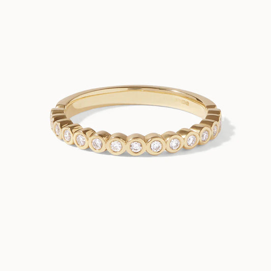 0.19 TCW Round Diamond Bezel Half Eternity Wedding Band