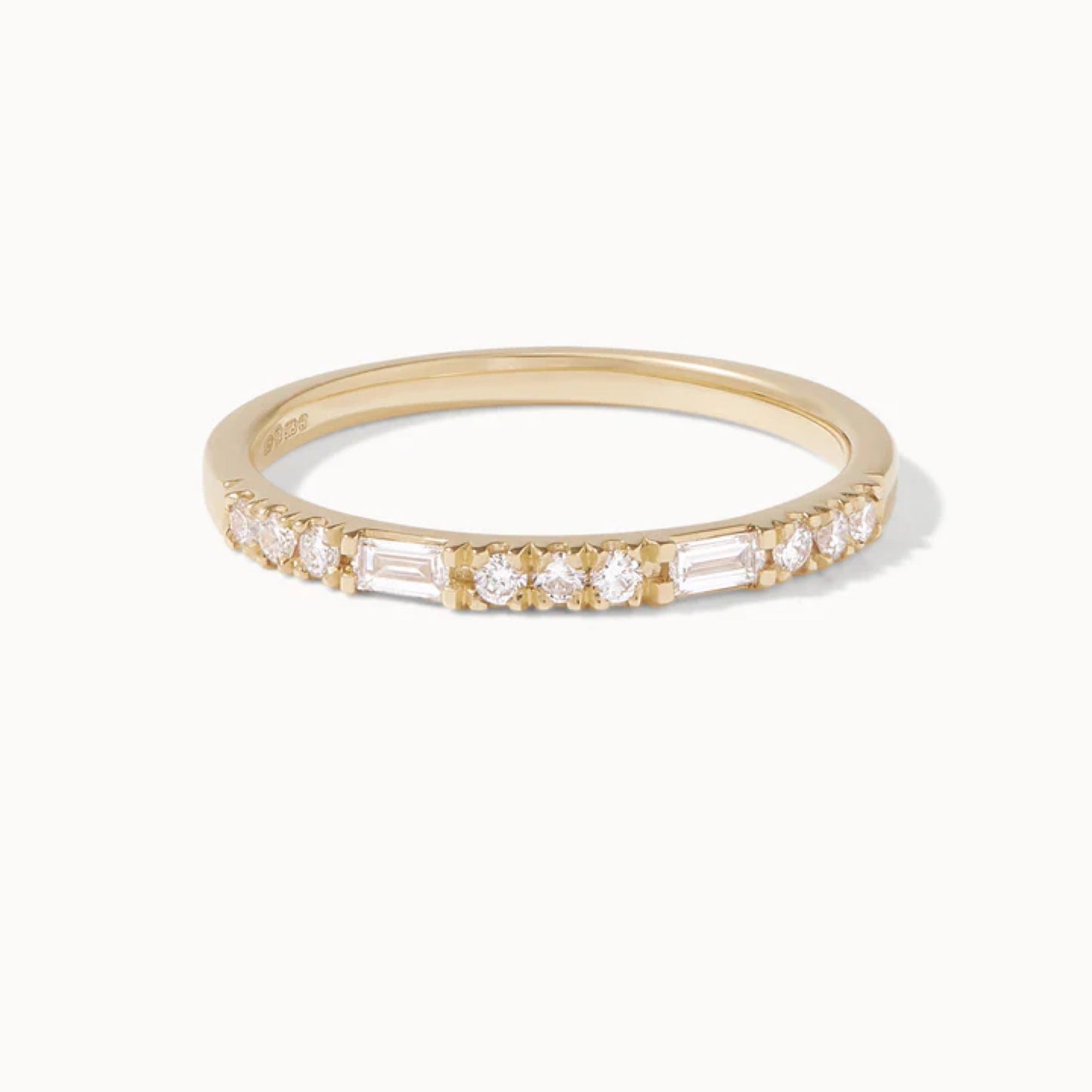0.70 TCW Round & Emerald Lab Grown Diamond Dual Cut Wedding Band