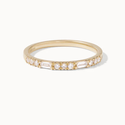 0.70 TCW Round & Emerald Lab Grown Diamond Dual Cut Wedding Band