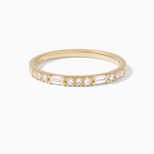 0.70 TCW Round & Emerald Lab Grown Diamond Dual Cut Wedding Band