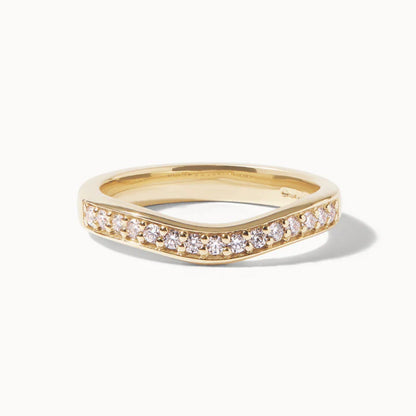 0.23 TCW Round Lab Grown Diamond Curved Wedding Band