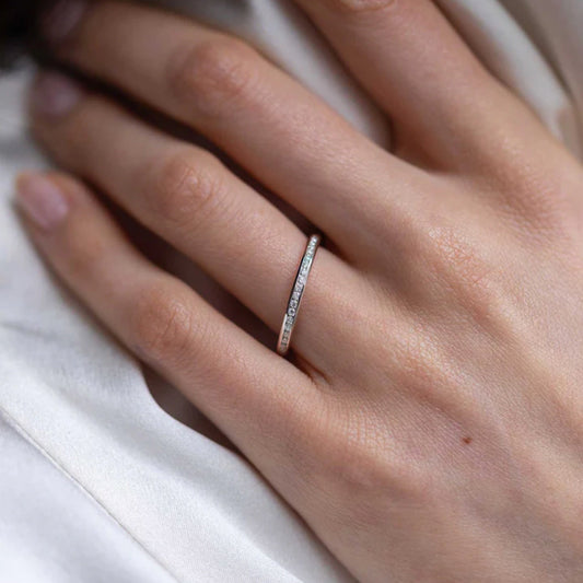 0.40 TCW Round Lab Grown Diamond Half Eternity Wedding Band