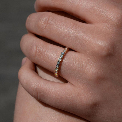 0.19 TCW Round Diamond Bezel Half Eternity Wedding Band