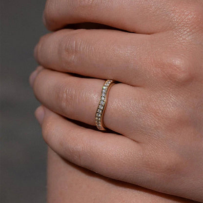 0.23 TCW Round Lab Grown Diamond Curved Wedding Band