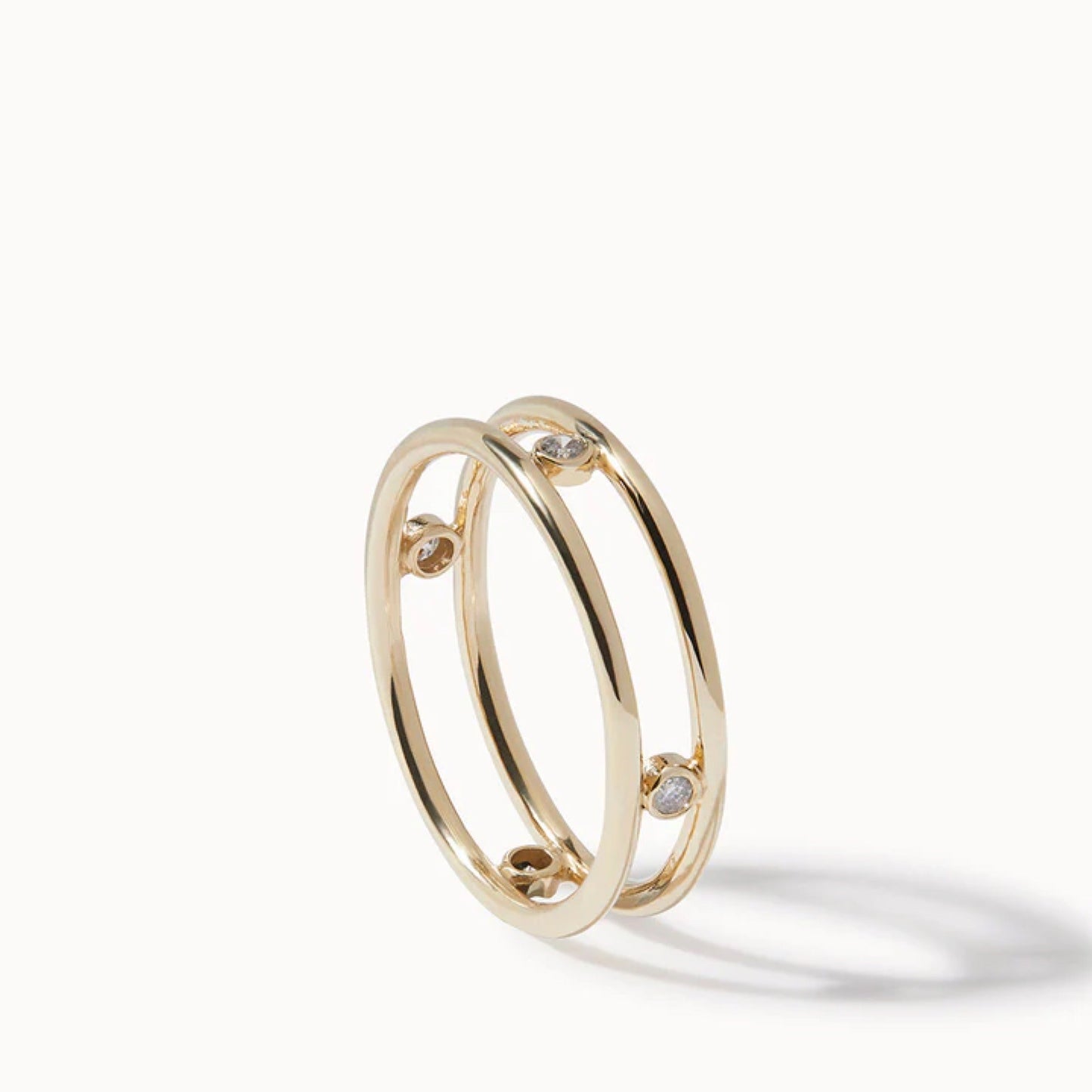 0.10 TCW Round Diamond Double Band Wedding Band