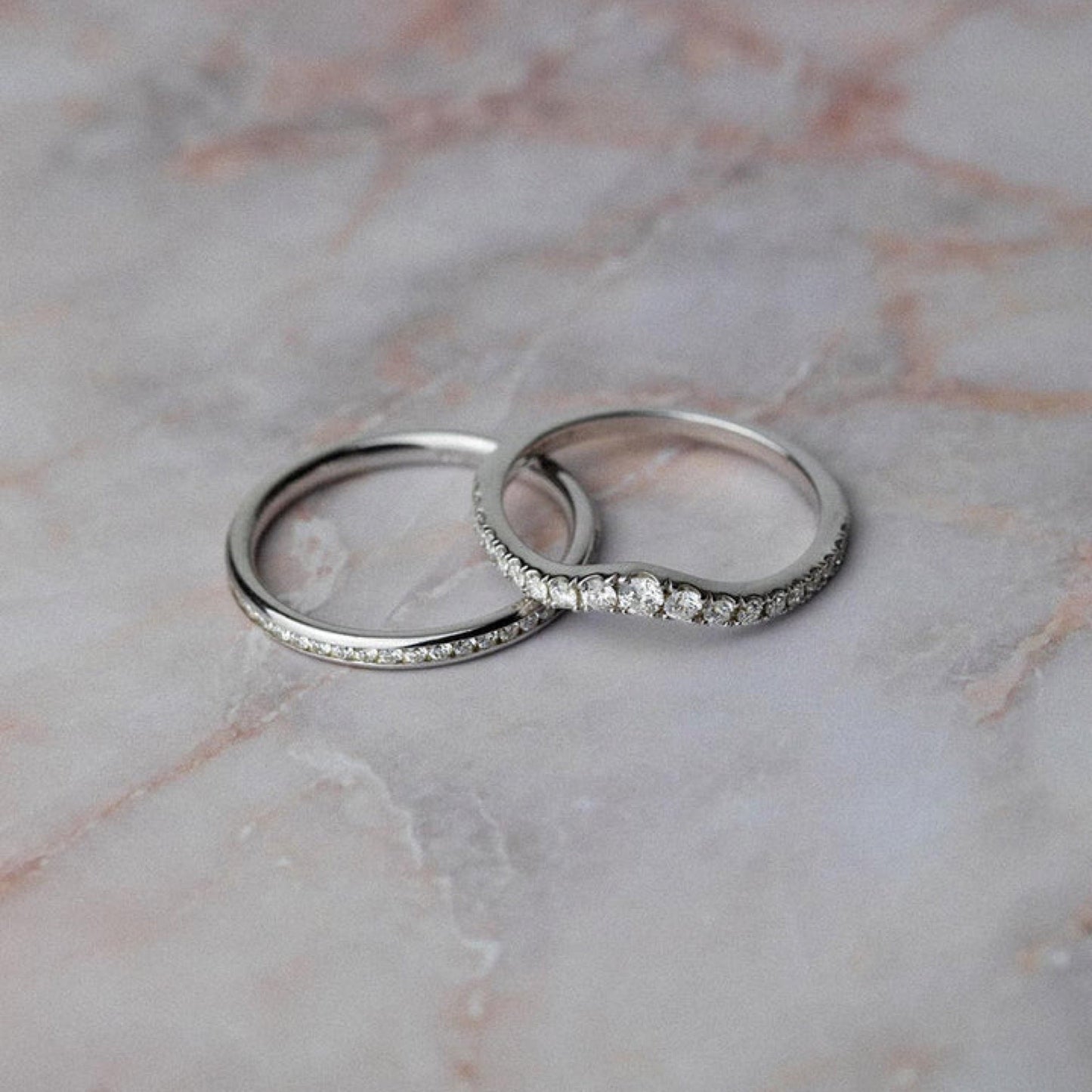 0.50 TCW Round Cut Diamond Curved Wedding Band