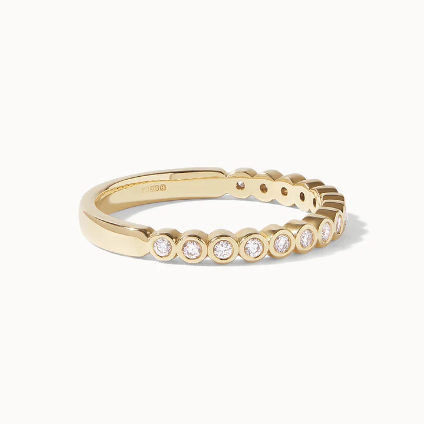 0.19 TCW Round Diamond Bezel Half Eternity Wedding Band