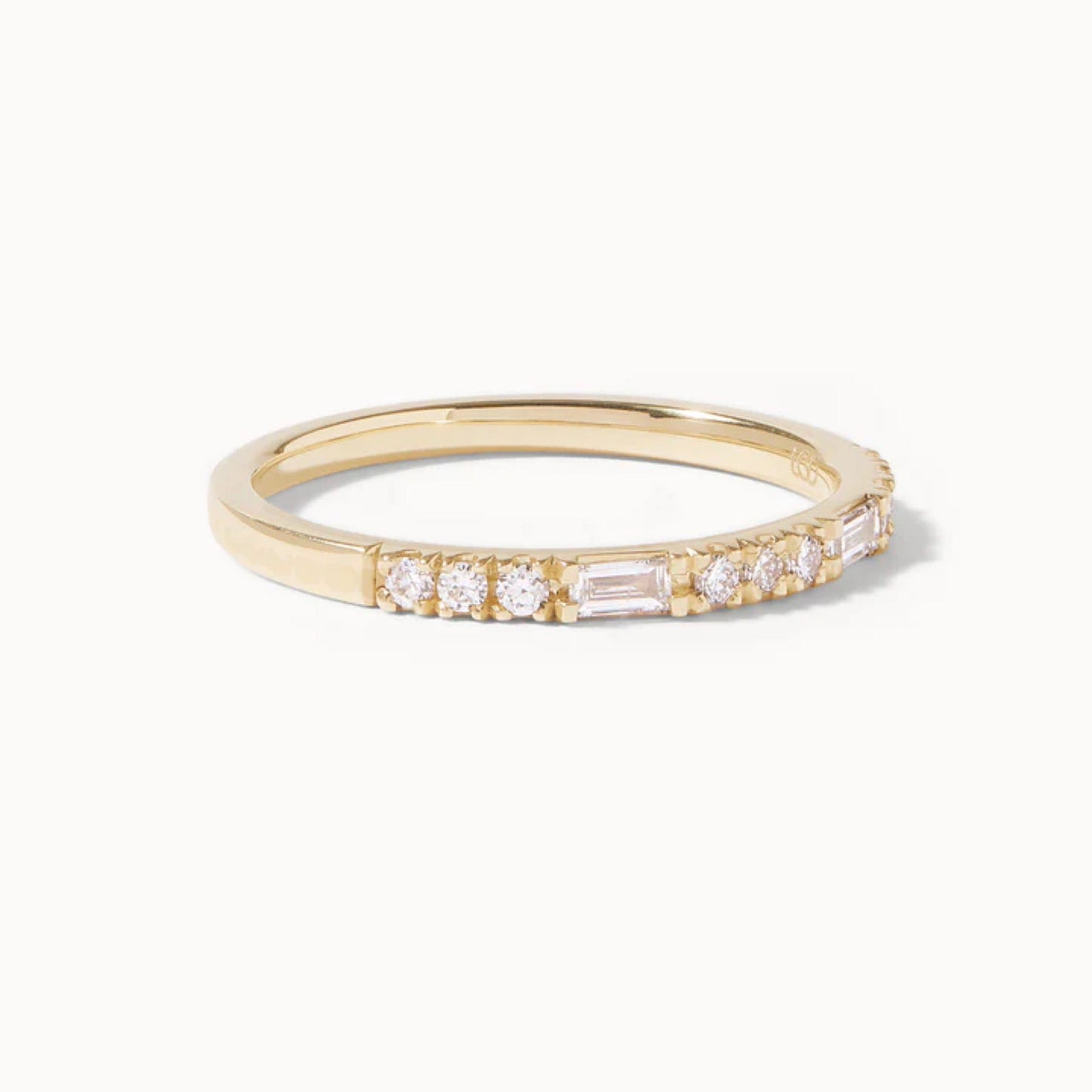 0.70 TCW Round & Emerald Lab Grown Diamond Dual Cut Wedding Band