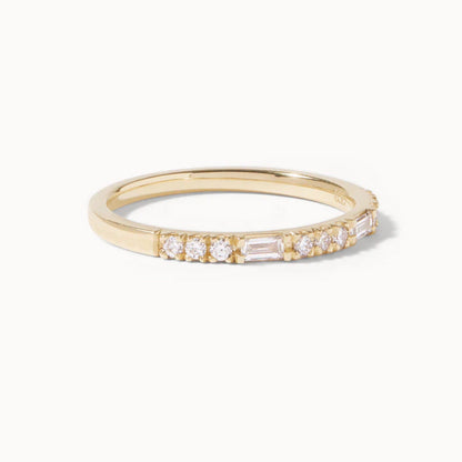 0.70 TCW Round & Emerald Lab Grown Diamond Dual Cut Wedding Band