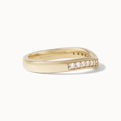 0.23 TCW Round Lab Grown Diamond Curved Wedding Band