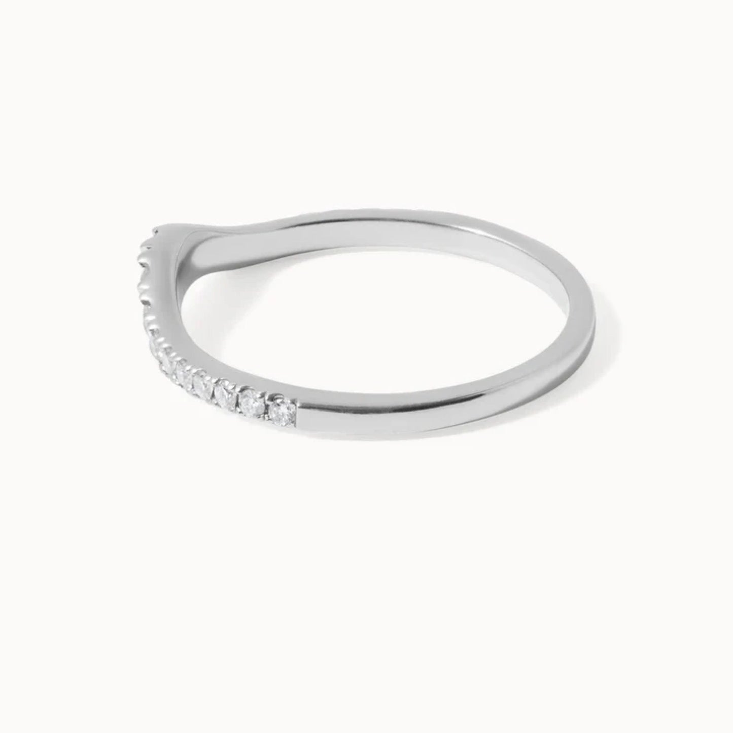 0.50 TCW Round Cut Diamond Curved Wedding Band