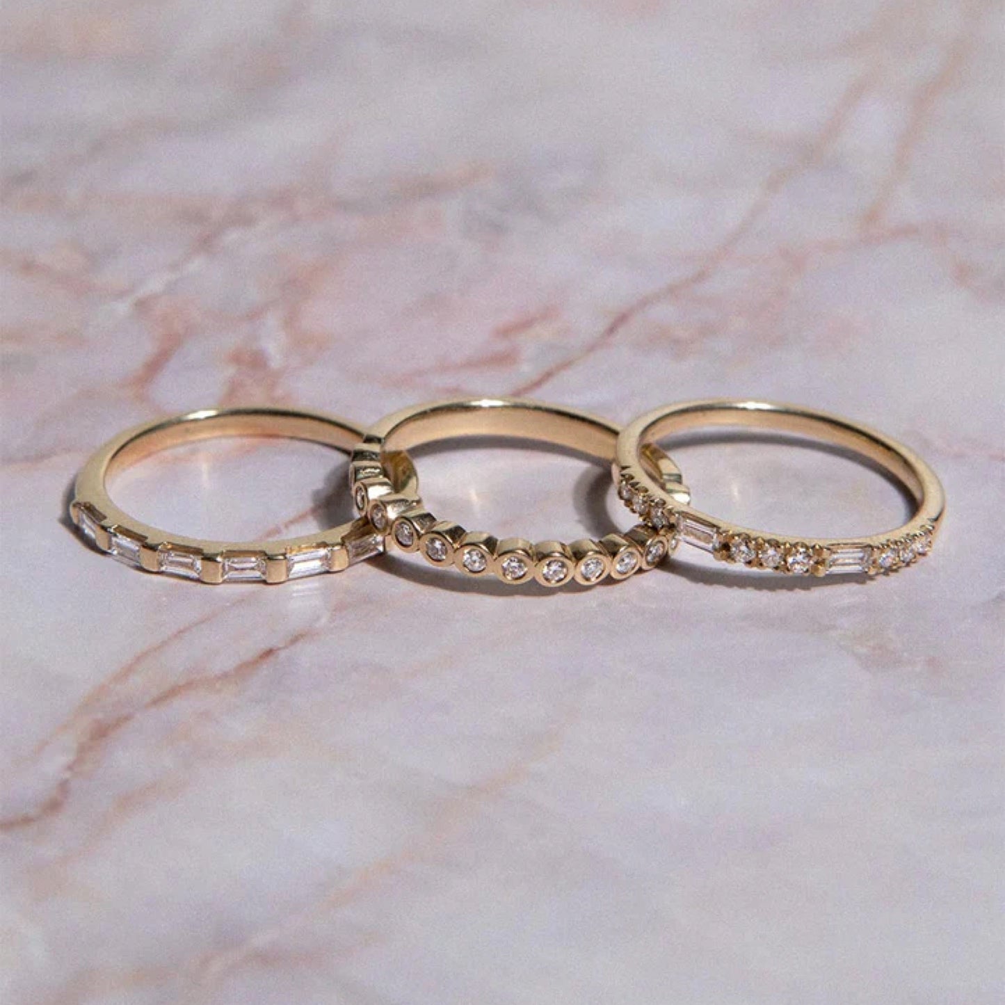 0.19 TCW Round Diamond Bezel Half Eternity Wedding Band