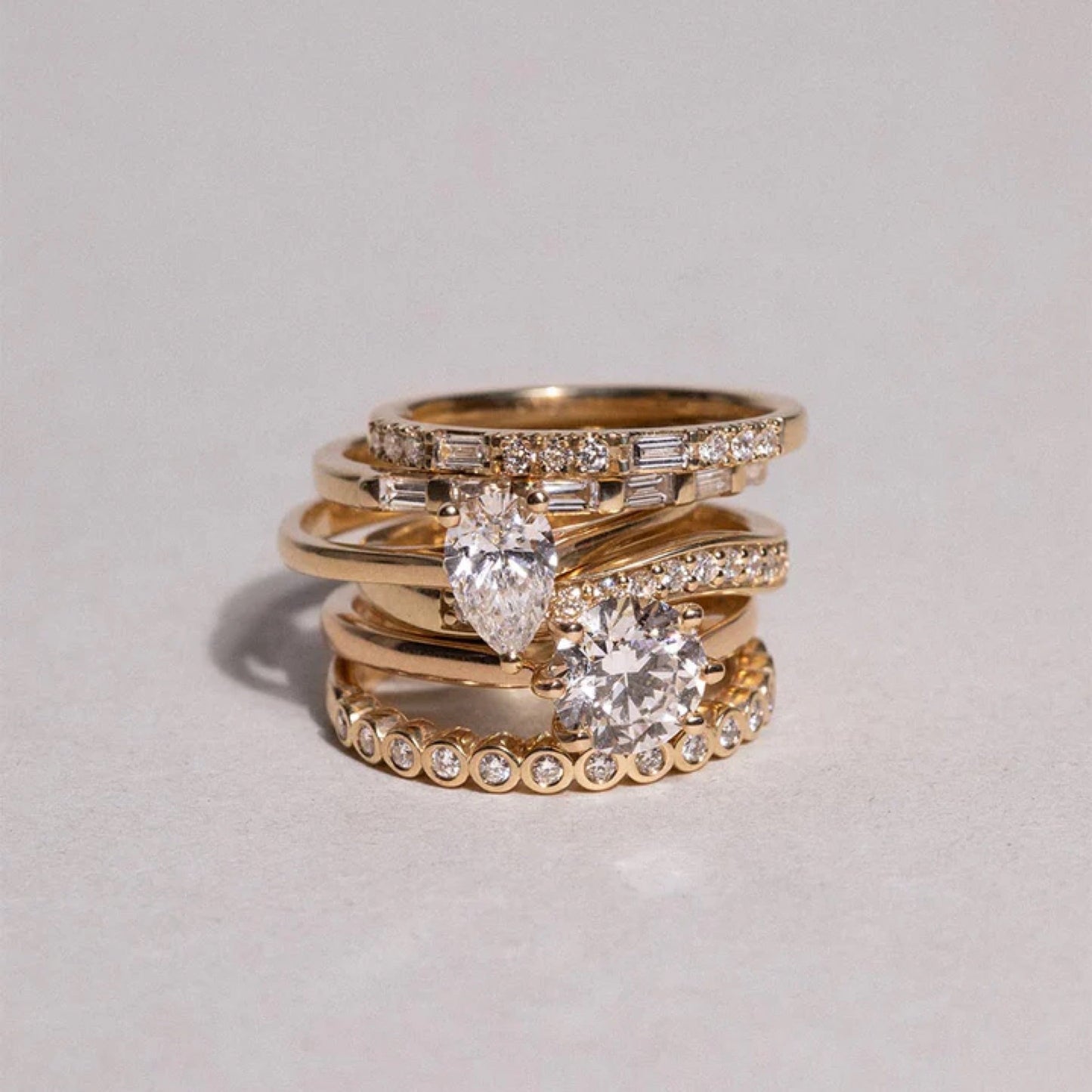 0.70 TCW Round & Emerald Lab Grown Diamond Dual Cut Wedding Band