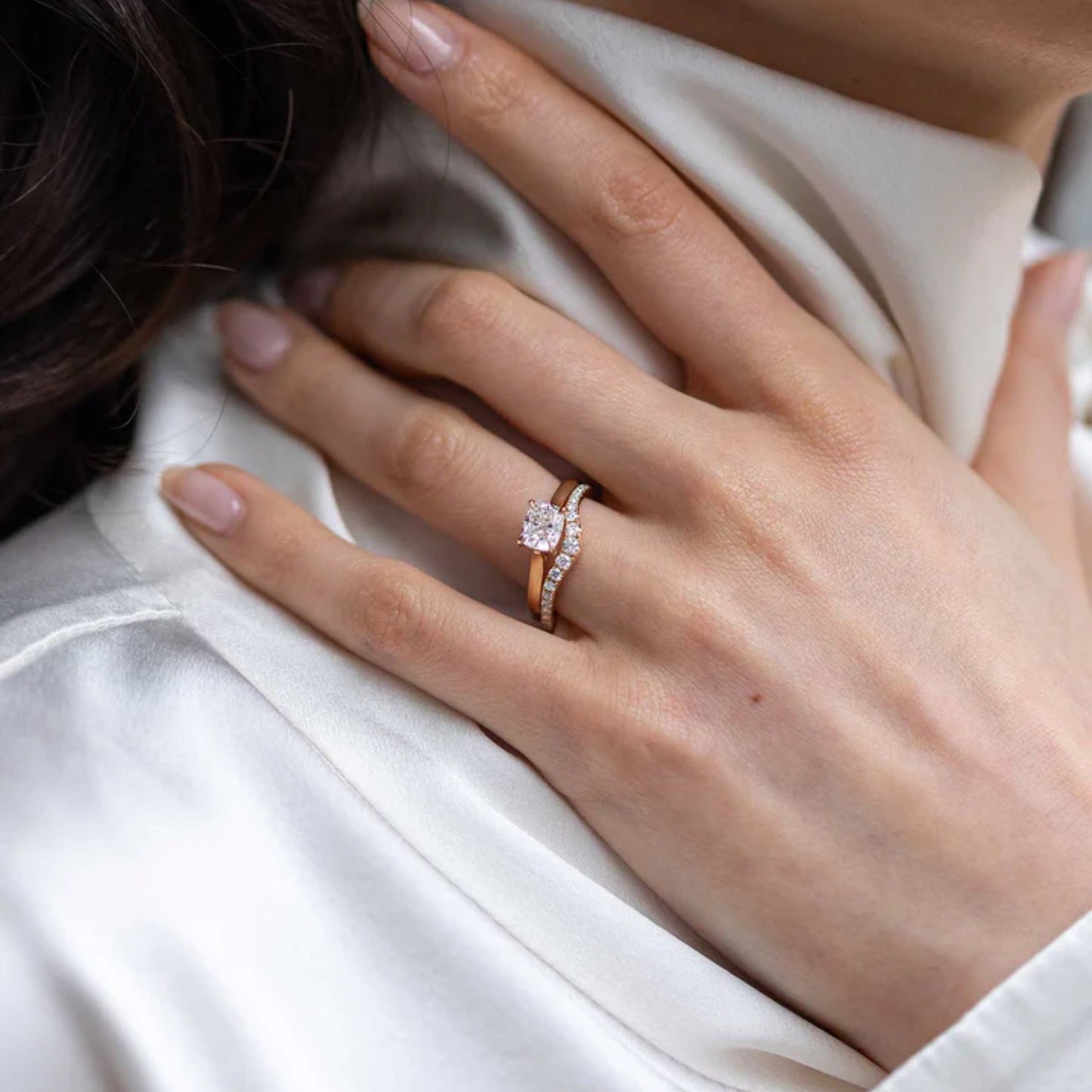 0.50 TCW Round Cut Diamond Curved Wedding Band