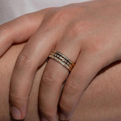 0.70 TCW Round & Emerald Lab Grown Diamond Dual Cut Wedding Band