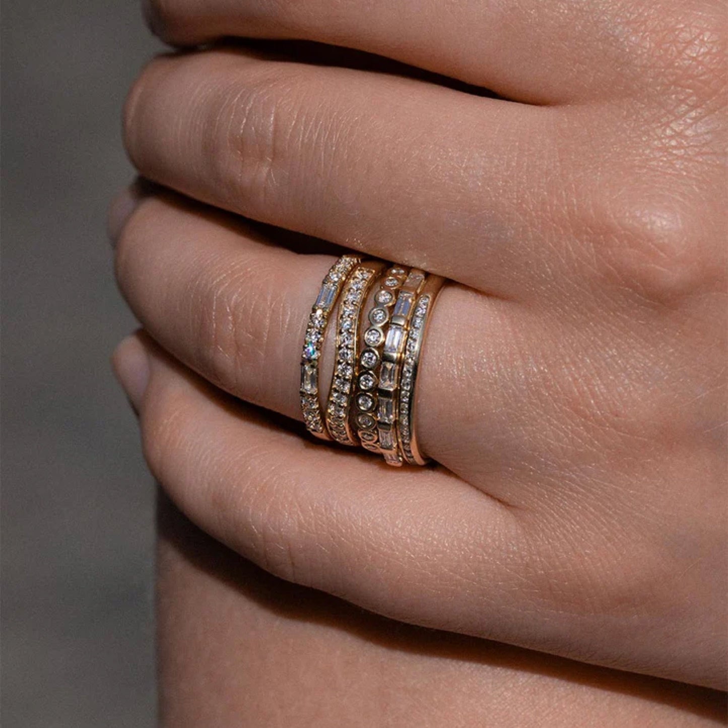 0.19 TCW Round Diamond Bezel Half Eternity Wedding Band