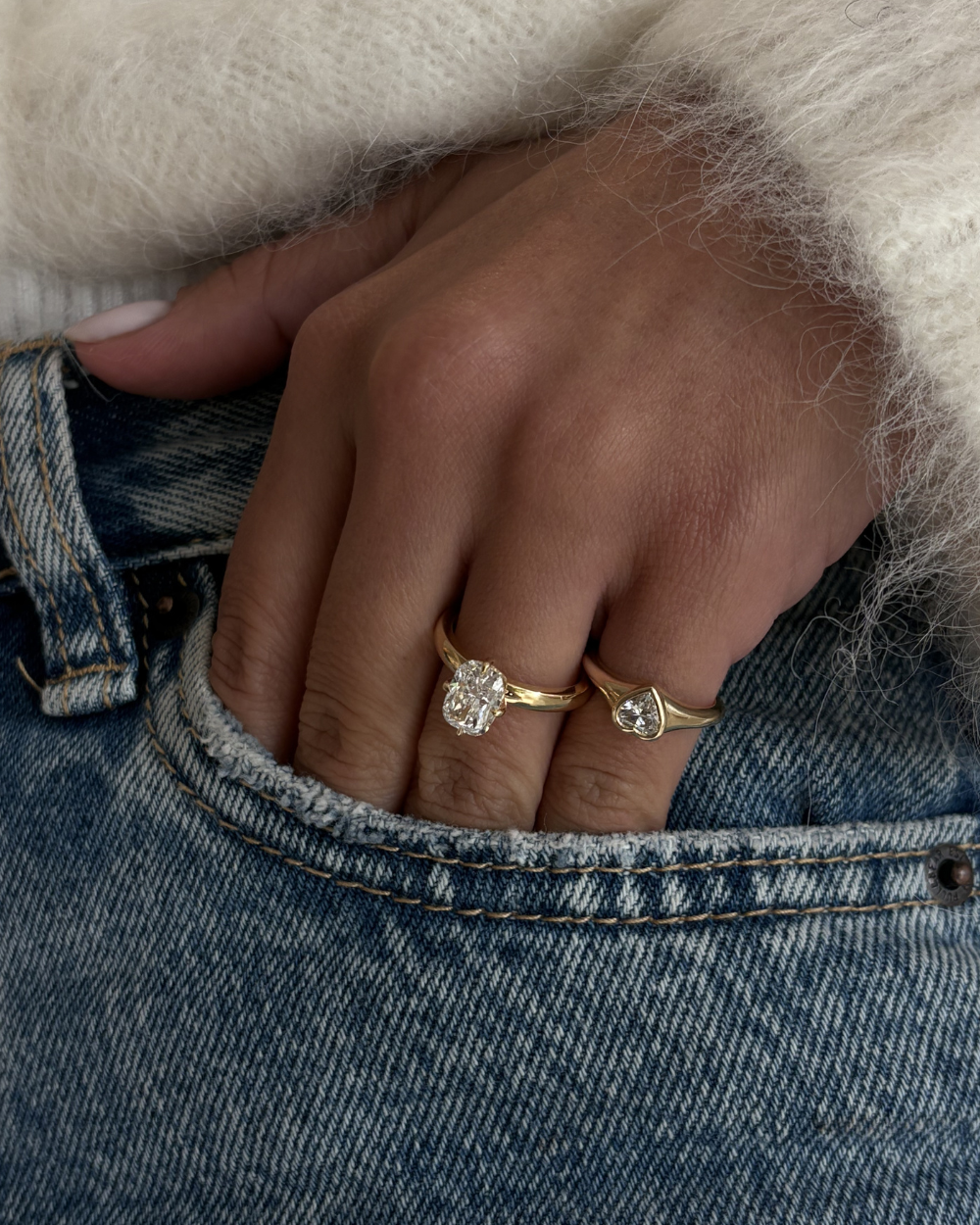 Adele- Elongated Cushion Compass Prong Solitaire Style Lab Grown Diamond Engagement Ring