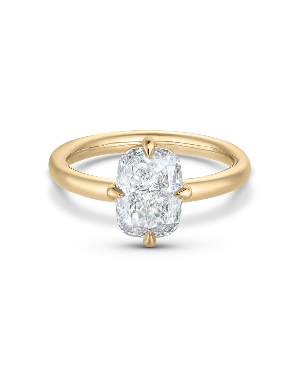 Adele- Elongated Cushion Compass Prong Solitaire Style Lab Grown Diamond Engagement Ring