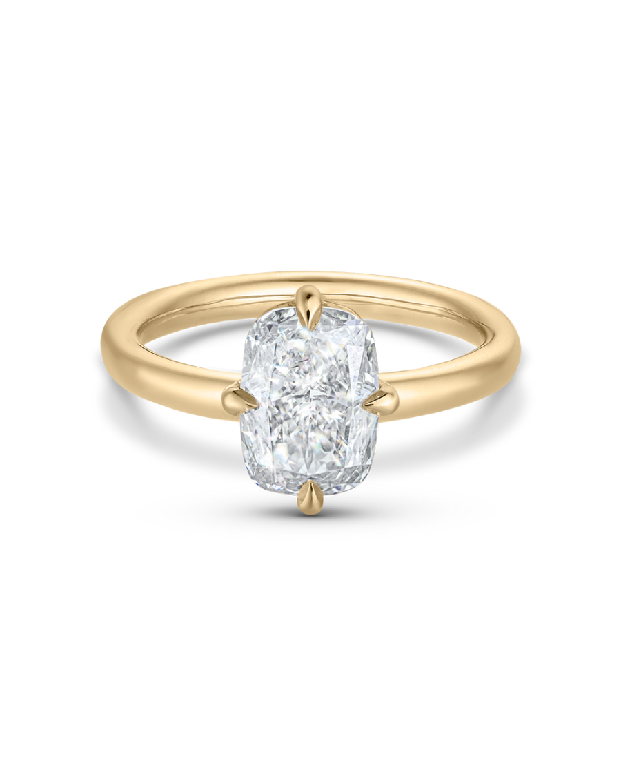 Adele- Elongated Cushion Compass Prong Solitaire Style Lab Grown Diamond Engagement Ring + 1.59 ct cushion - D VS1
