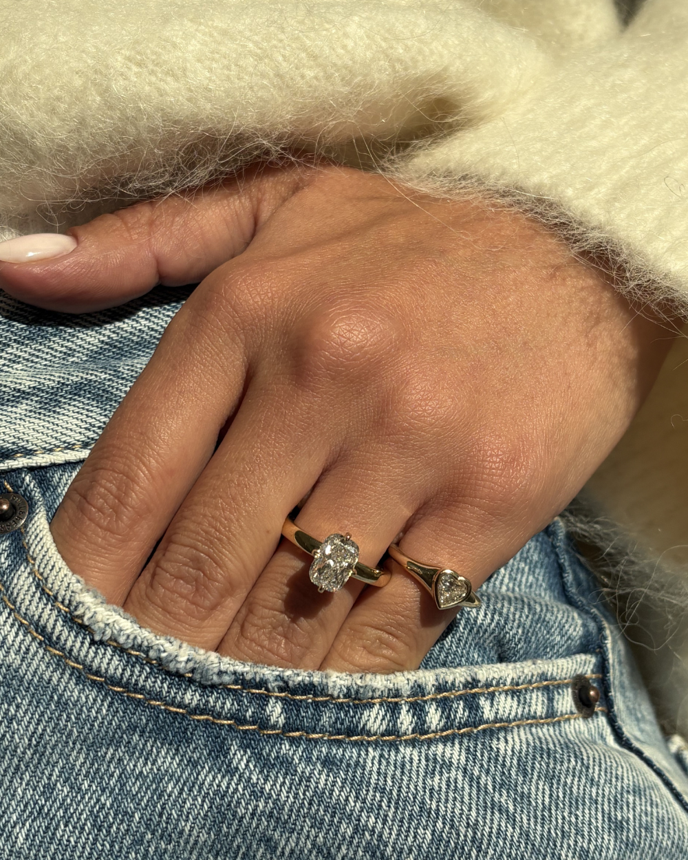 Adele- Elongated Cushion Compass Prong Solitaire Style Lab Grown Diamond Engagement Ring