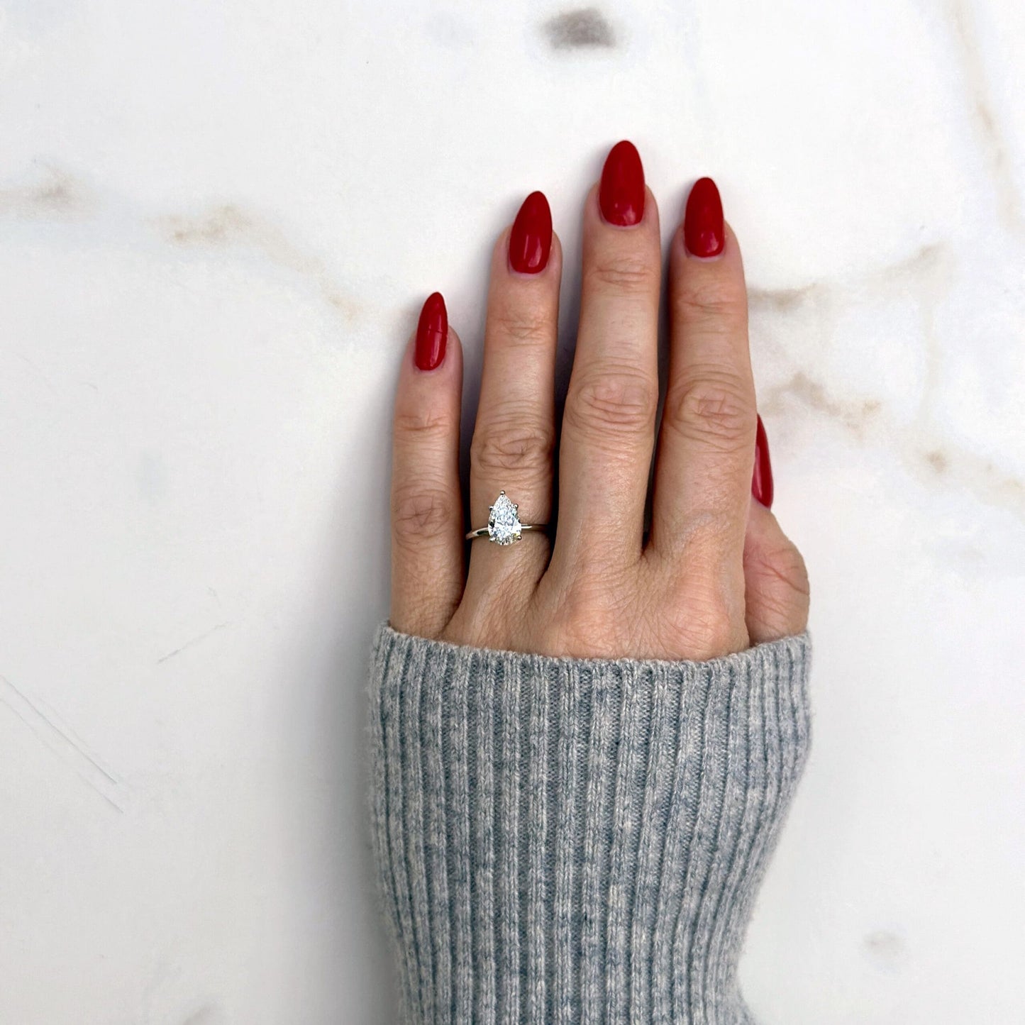 1.50 CT Pear E/VS1 CVD Diamond Solitaire Engagement Ring