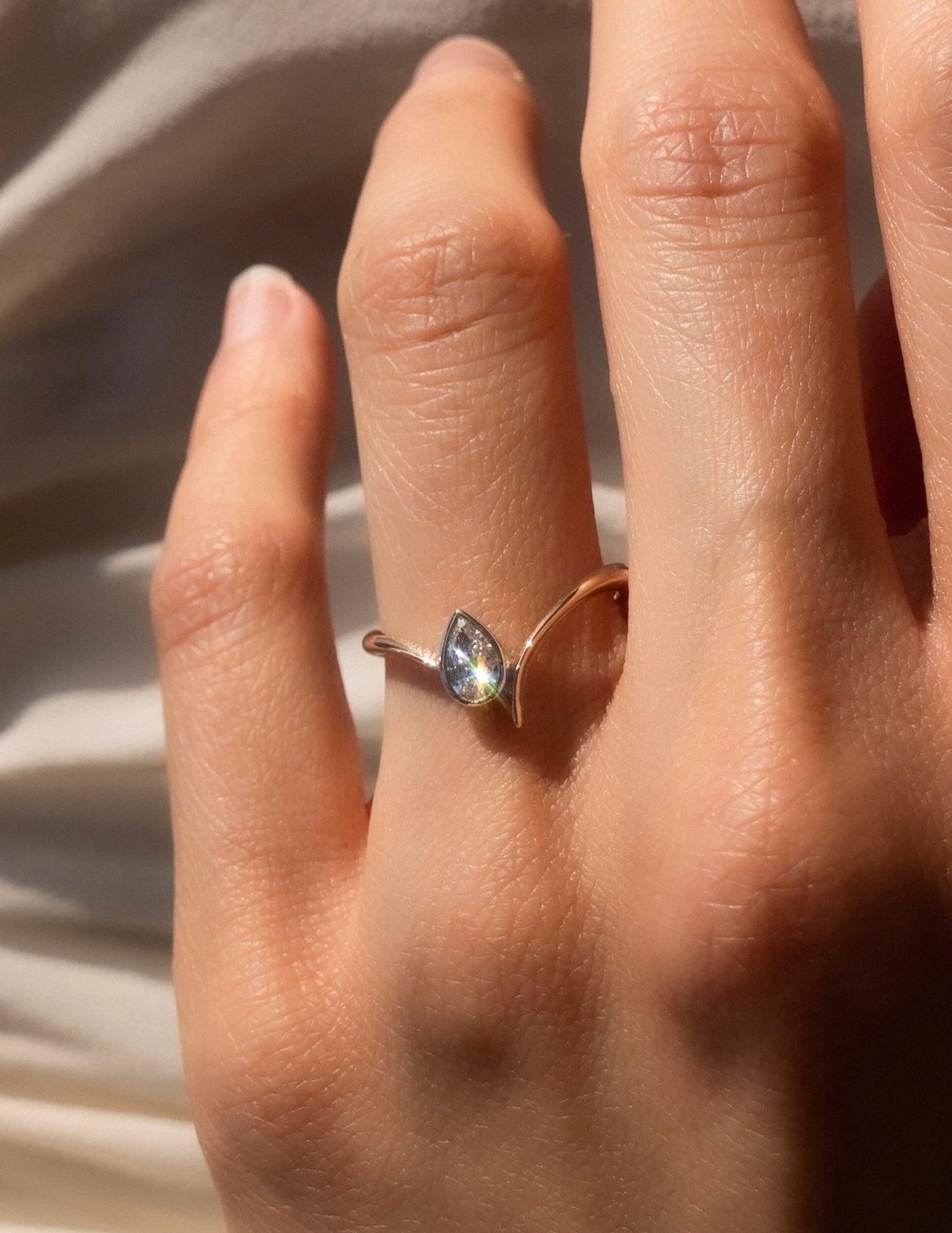0.50 -1.50 CT Pear Cut Lab Grown Diamond Solitaire Engagement Ring