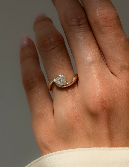 0.75-1.50 CT Pear Cut Lab Grown Diamond Solitaire Engagement Ring
