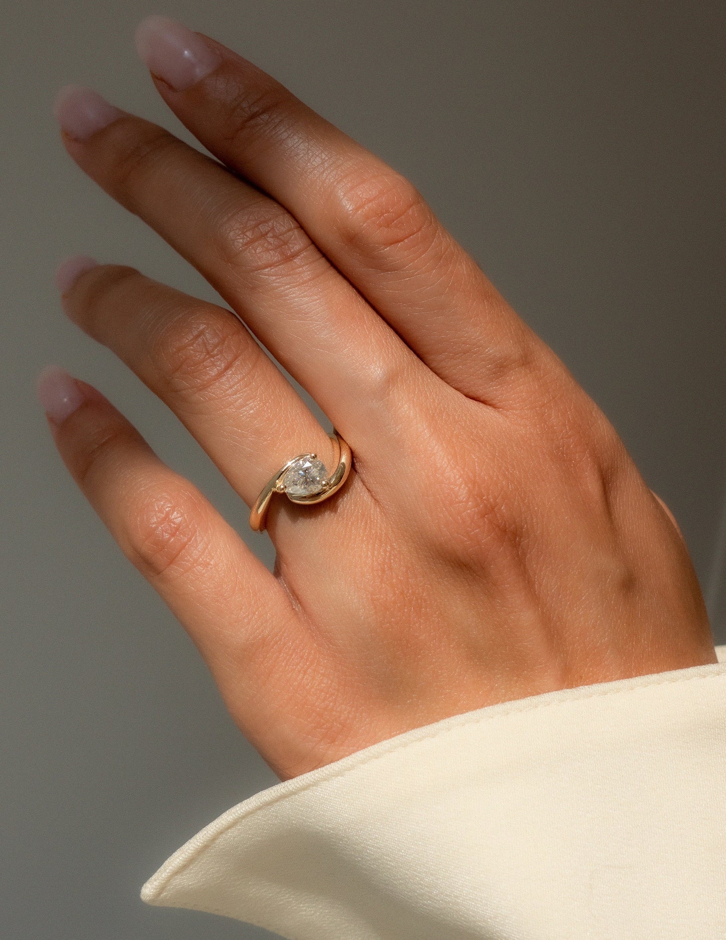 0.75-1.50 CT Pear Cut Lab Grown Diamond Solitaire Engagement Ring