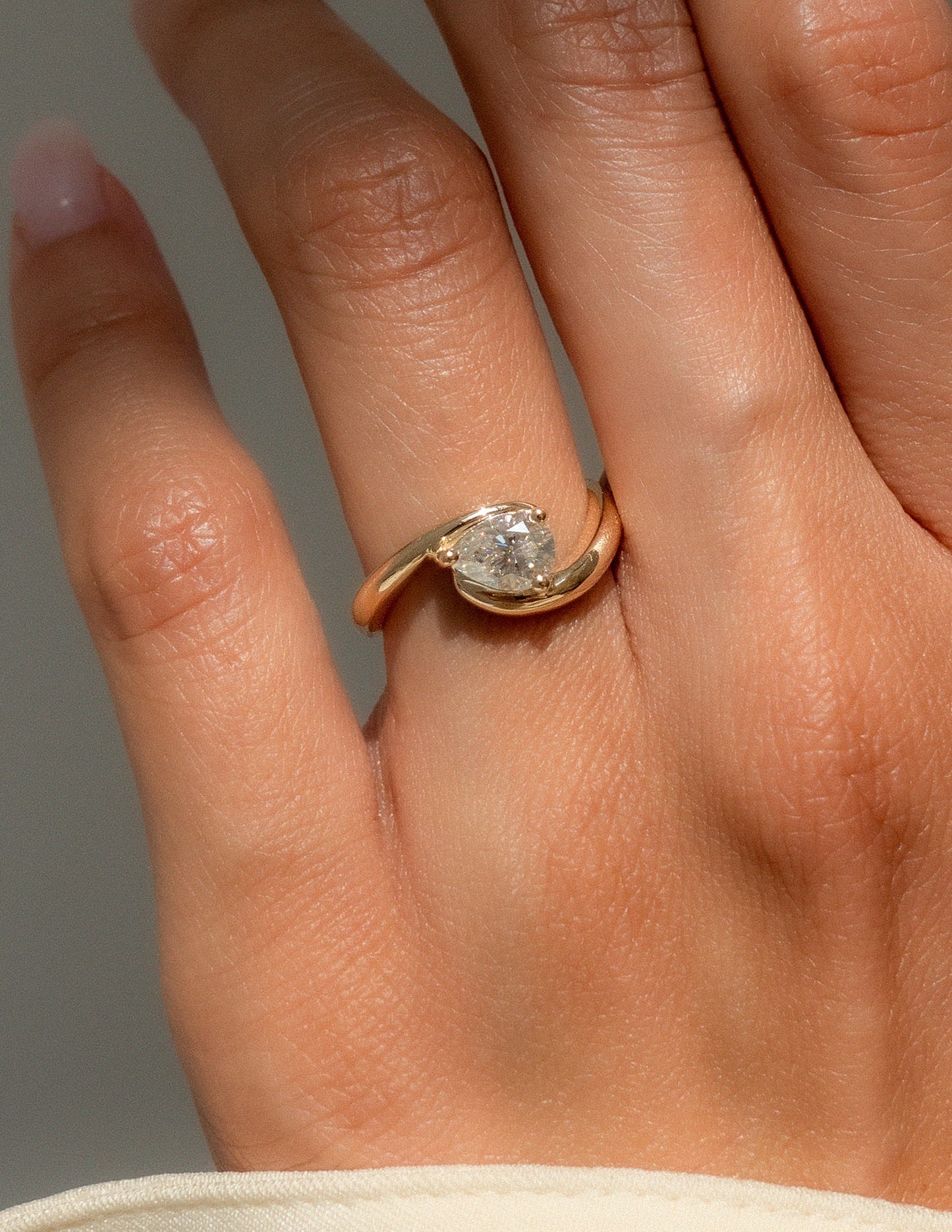 0.75-1.50 CT Pear Cut Lab Grown Diamond Solitaire Engagement Ring