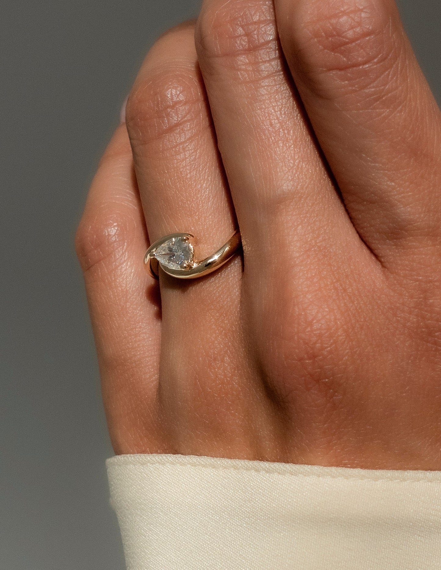 0.75-1.50 CT Pear Cut Lab Grown Diamond Solitaire Engagement Ring