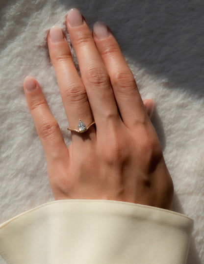 1.0 -2.0 CT Pear Cut Lab Grown Diamond Solitaire Engagement Ring
