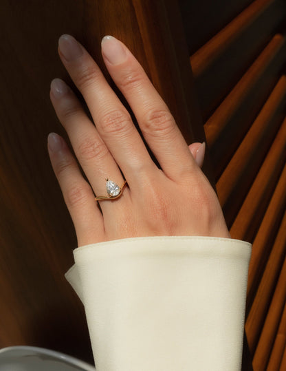 1.0 -2.0 CT Pear Cut Lab Grown Diamond Solitaire Engagement Ring