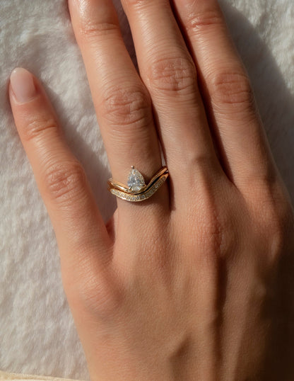 1.0 -2.0 CT Pear Cut Lab Grown Diamond Solitaire Engagement Ring